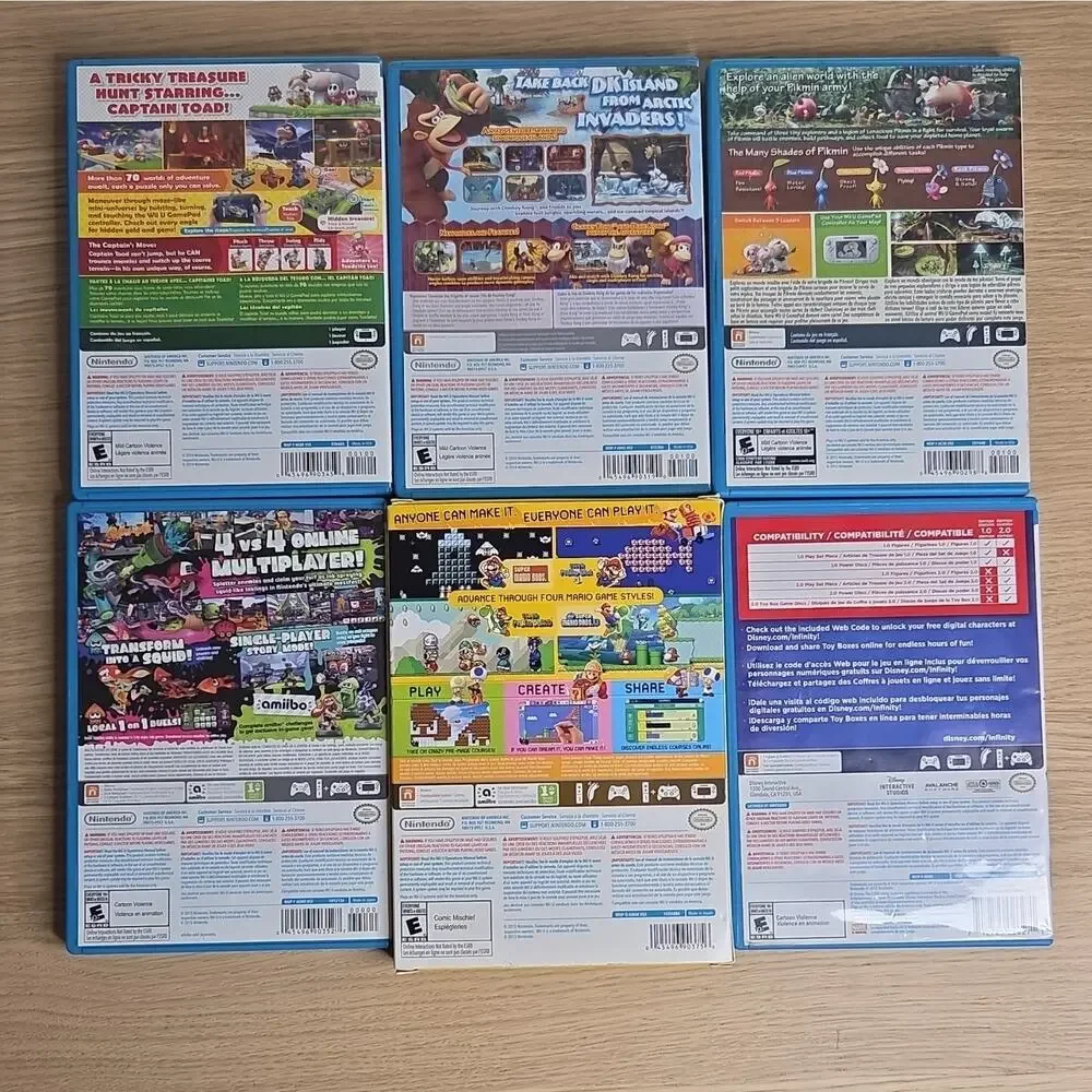 Nintendo Wii U Game Lot (6): Captain Toad, DK Tropical Freeze, Pikmin 3 + More